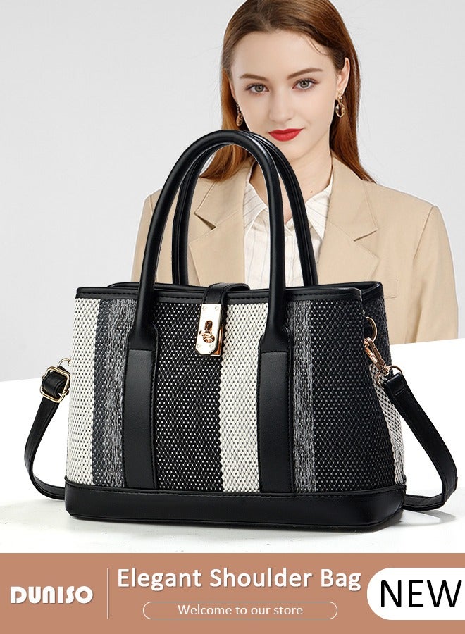 DUNISO Women's Handbag with Removable Shoulder Strap, Soft PU Leather Elegant Tote Bag, Large Capacity Tote Shoulder Bag, Fashion Ladies Satchel Bag for Office Travel Daily - Image 1