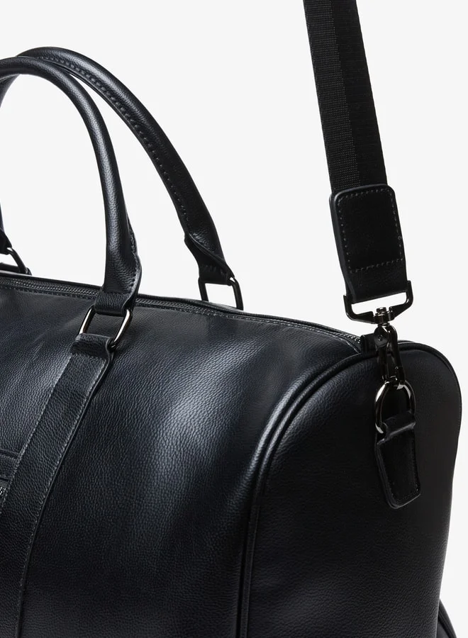 دوتشيني Men's Solid Detachable Strap Duffle Bag with Handles and Zip Closure