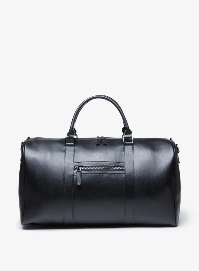 دوتشيني Men's Solid Detachable Strap Duffle Bag with Handles and Zip Closure