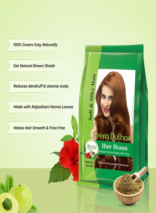 Prem Dulhan Hair Henna 125 g/4.40 Ounce for Vibrant & Long-Lasting Results, Natural Brown Shade, Ammonia-Free & PPD-Free Coloring, Sachets (Natural Brown, 125 gm (Pack of 2)) - Image 3