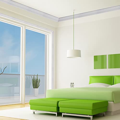 YLL YLL Crown Molding Peel and Stick 3D Wall Edging Foam Baseboard Self Adhesive Wallpaper Border Flexible Base Moulding Trim Mirror Border Lines (White 2PCS-178) - Image 2