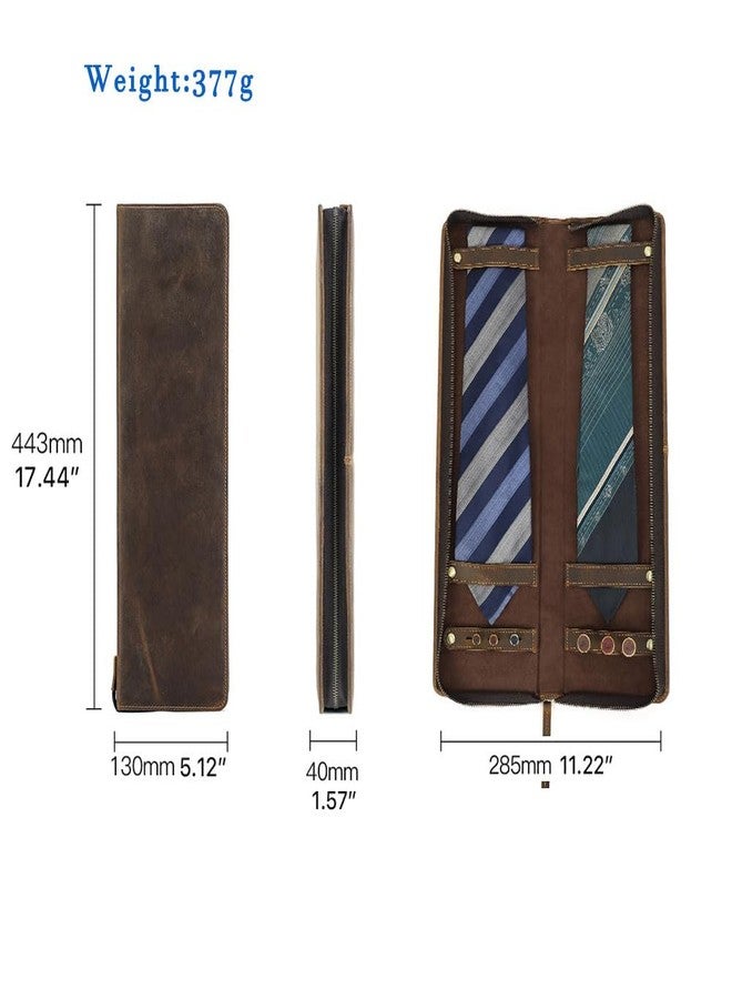 Contacts Ties Travel Case Leather Neckties Storage Box Formal Dress Accessories Anti Wrinkle Organizer for 2 Ties with Cufflinks Holder - Image 5