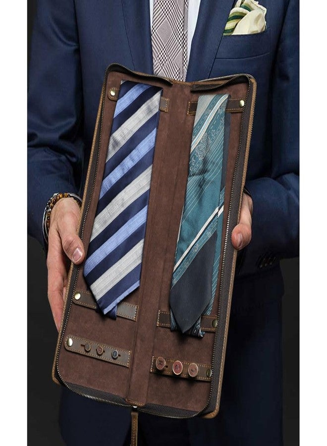 Contacts Ties Travel Case Leather Neckties Storage Box Formal Dress Accessories Anti Wrinkle Organizer for 2 Ties with Cufflinks Holder - Image 4