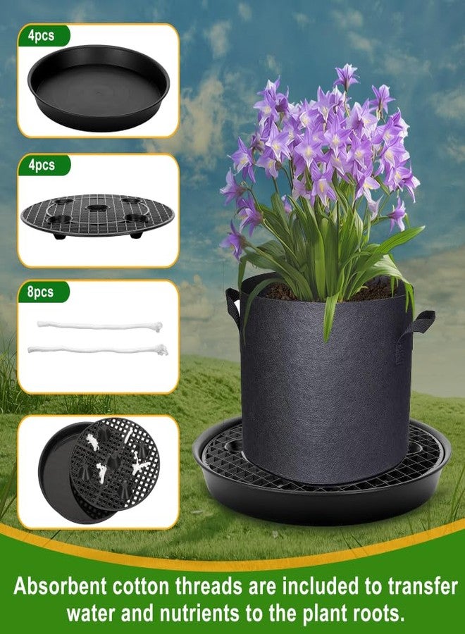 P Polerden 4PCS Self-Watering Fabric Pot Base Elevated Plant Saucers, Automatic watering tray for fabric planters saves， Decorative Pot Stands for Indoor Plants - Image 4