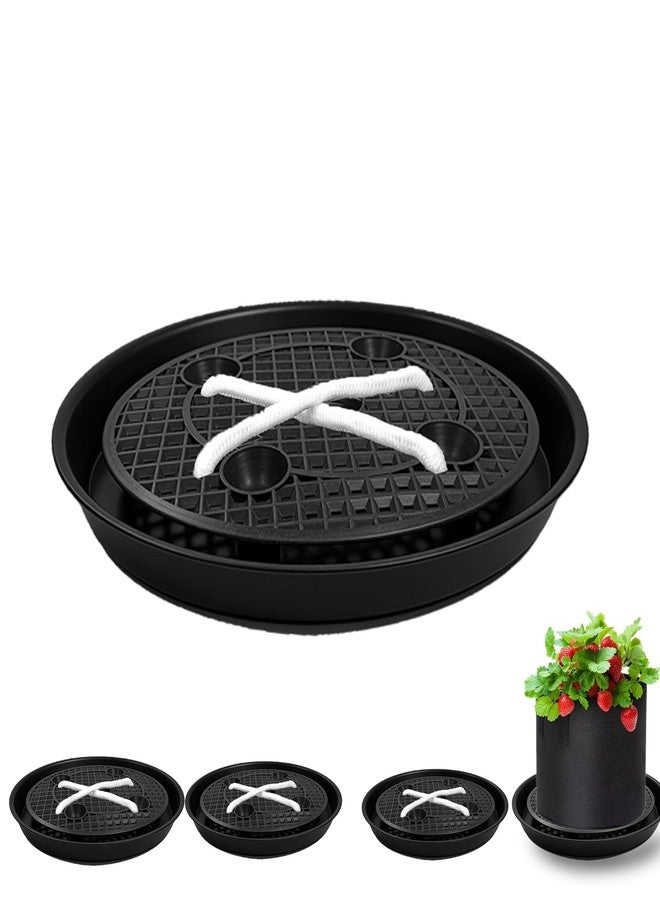 P Polerden 4PCS Self-Watering Fabric Pot Base Elevated Plant Saucers, Automatic watering tray for fabric planters saves， Decorative Pot Stands for Indoor Plants - Image 1
