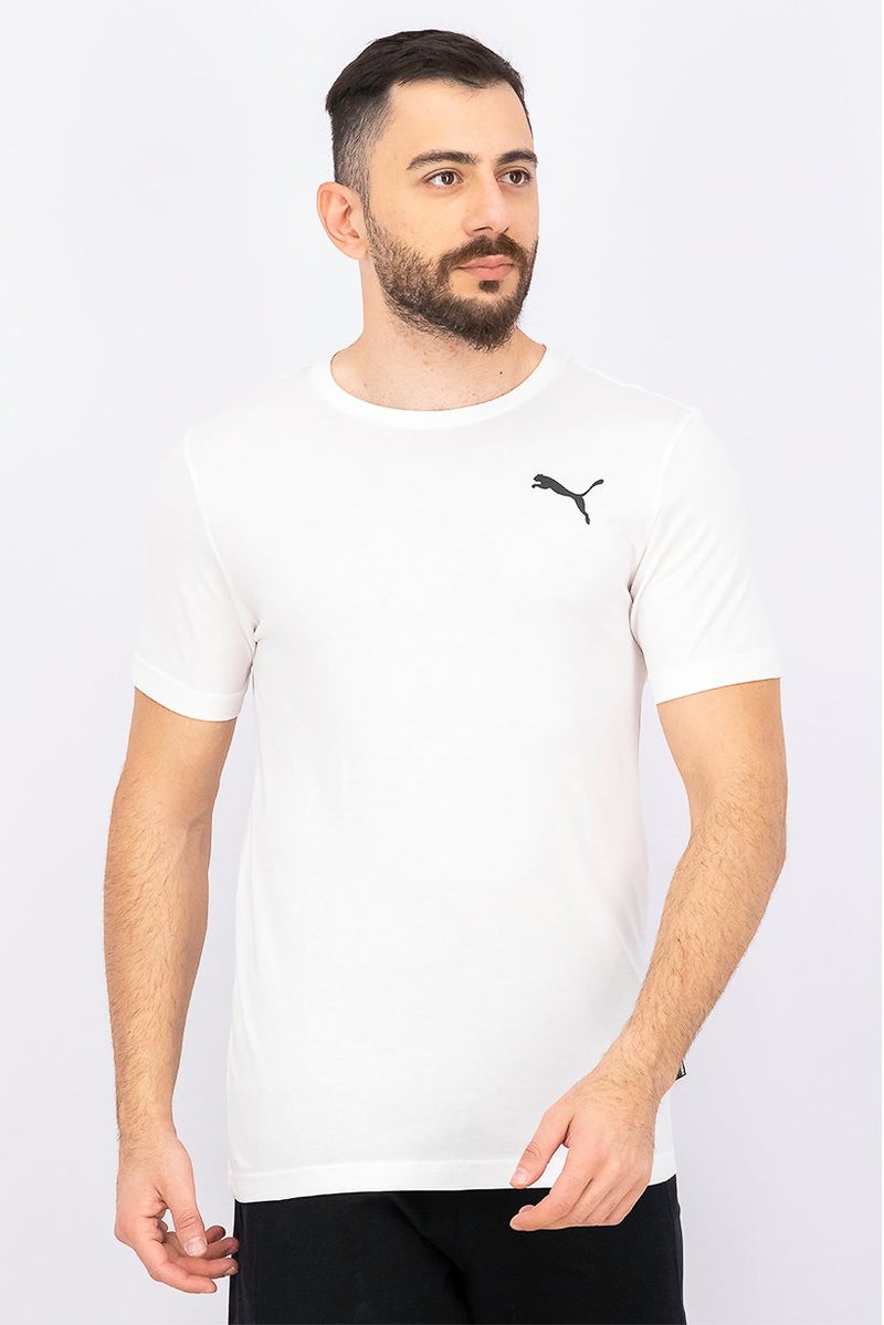 PUMA Men Crew Neckline Brand Logo T-shirt, White  - Image 1