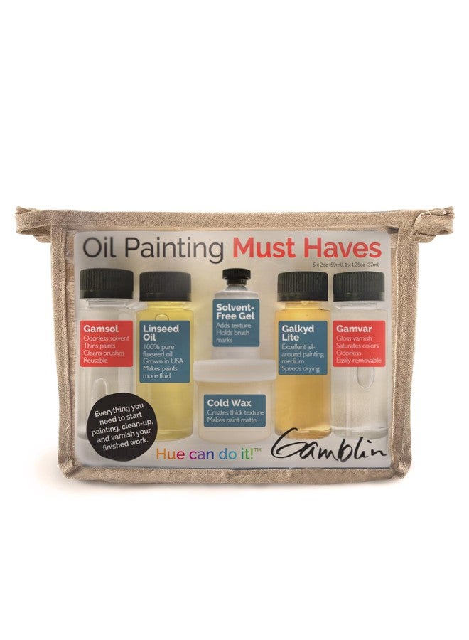 Gamblin Oil Painting Must Haves Mediums Set, Kit Includes 6 Gamblin Trial-Sized Mediums and Varnish - Image 1