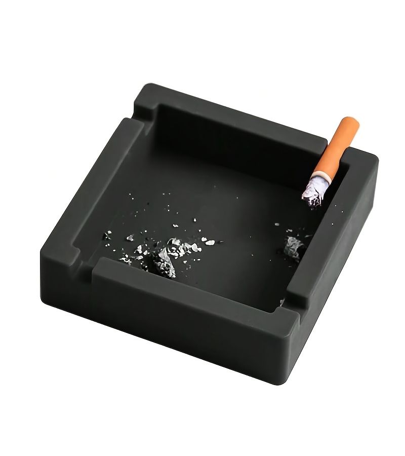Modern Square Silicone Ashtray Set Of 2 Reusable 4 Slot High Temperature Resistant Outdoor - Image 1