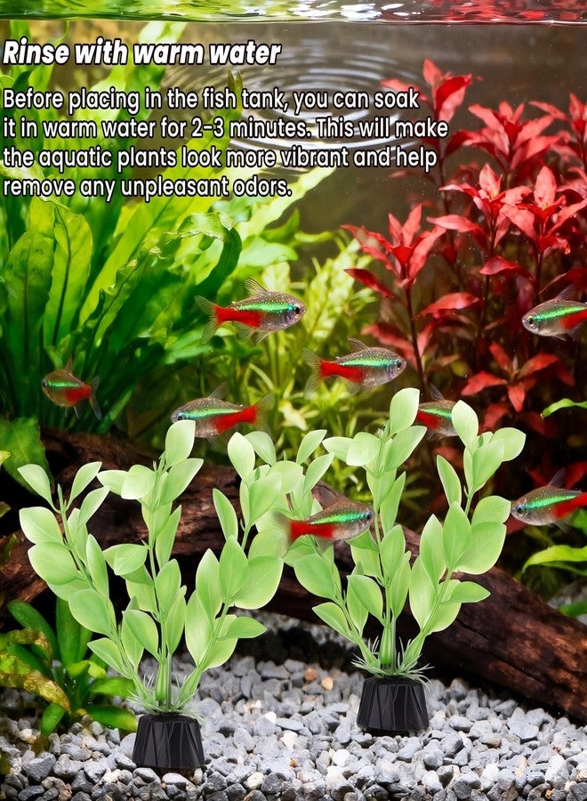 Eldraqth 2 Pcs Green Artificial Plant Fish Tank Decor 4.5 Inch Small Aquarium Plants for Betta Fish Tank Aquatic Water Grass Plastic Artificial Plant Reptiles Plants - Image 3