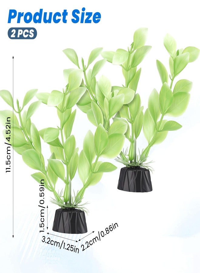 Eldraqth 2 Pcs Green Artificial Plant Fish Tank Decor 4.5 Inch Small Aquarium Plants for Betta Fish Tank Aquatic Water Grass Plastic Artificial Plant Reptiles Plants - Image 2