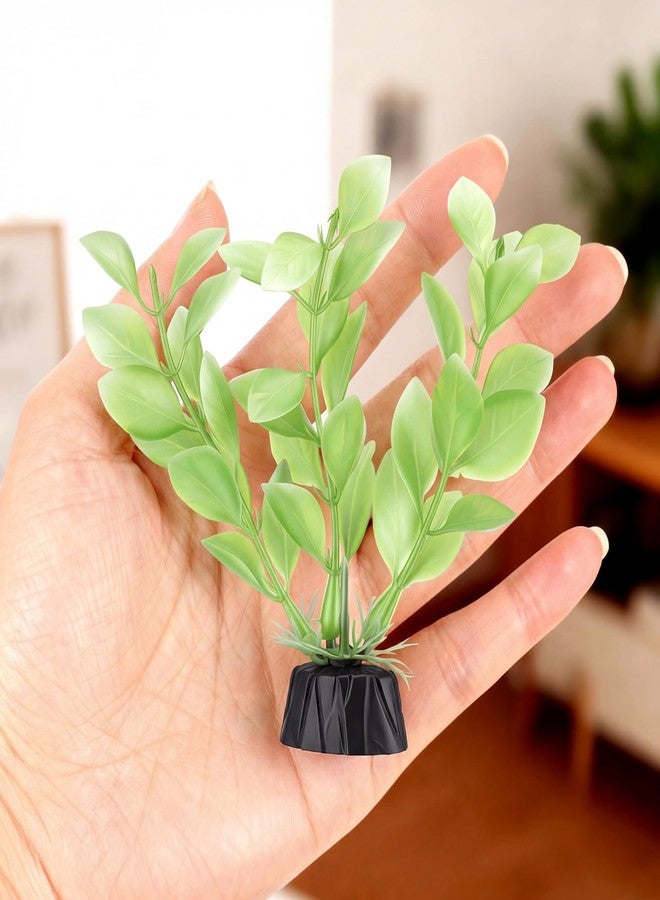 Eldraqth 2 Pcs Green Artificial Plant Fish Tank Decor 4.5 Inch Small Aquarium Plants for Betta Fish Tank Aquatic Water Grass Plastic Artificial Plant Reptiles Plants - Image 5