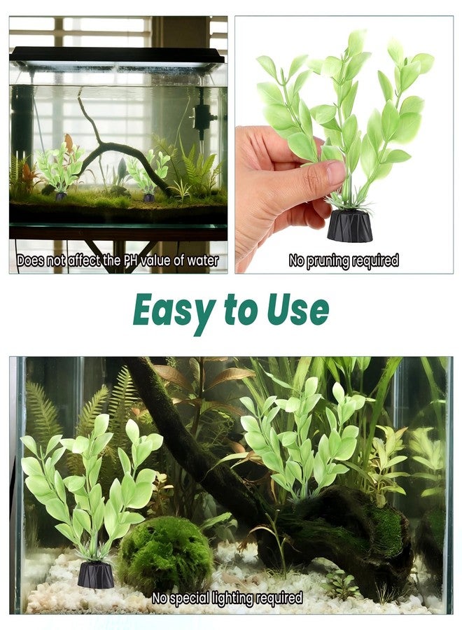 Eldraqth 2 Pcs Green Artificial Plant Fish Tank Decor 4.5 Inch Small Aquarium Plants for Betta Fish Tank Aquatic Water Grass Plastic Artificial Plant Reptiles Plants - Image 4
