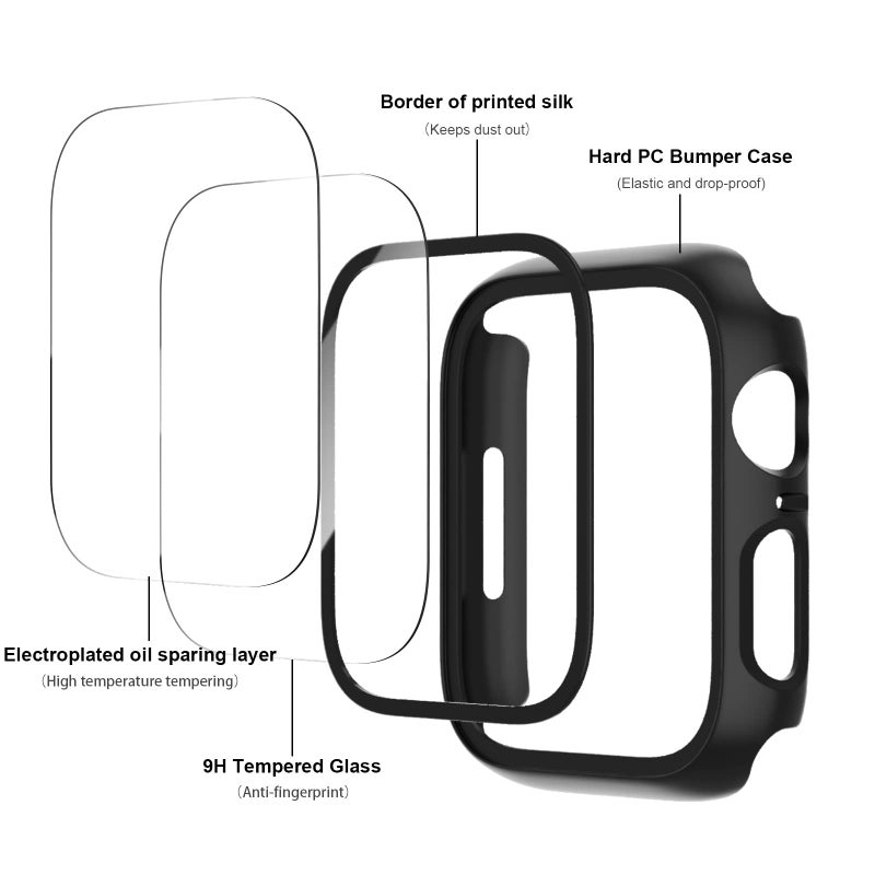 JERXUN 6 Pack Case with Tempered Glass Screen Protector for Apple Watch SE3/SE2/SE/6/5/4 44mm, Ultra-Thin Scratch Resistant Full Protective Hard PC Bumper Cover for iWatch 44mm Accessories - Image 2