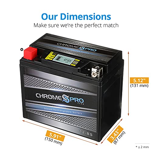 Chrome S Pro iGel 12-BS Maintenance-Free 12V 11Ah Battery Replacement for ATV, Motorcycle, Jet Skis, Scooter, UTV, and More - Nut and Bolt (T3) Terminal - Image 2