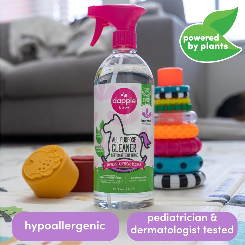 دابل Dapple Baby All Purpose Cleaning Spray, Hypoallergenic for Toys, High Chairs, Swings, Counters, Powered by Plants, 1 Pump Included, Lavender, 30 Fl Oz (Pack of 2) - Image 4