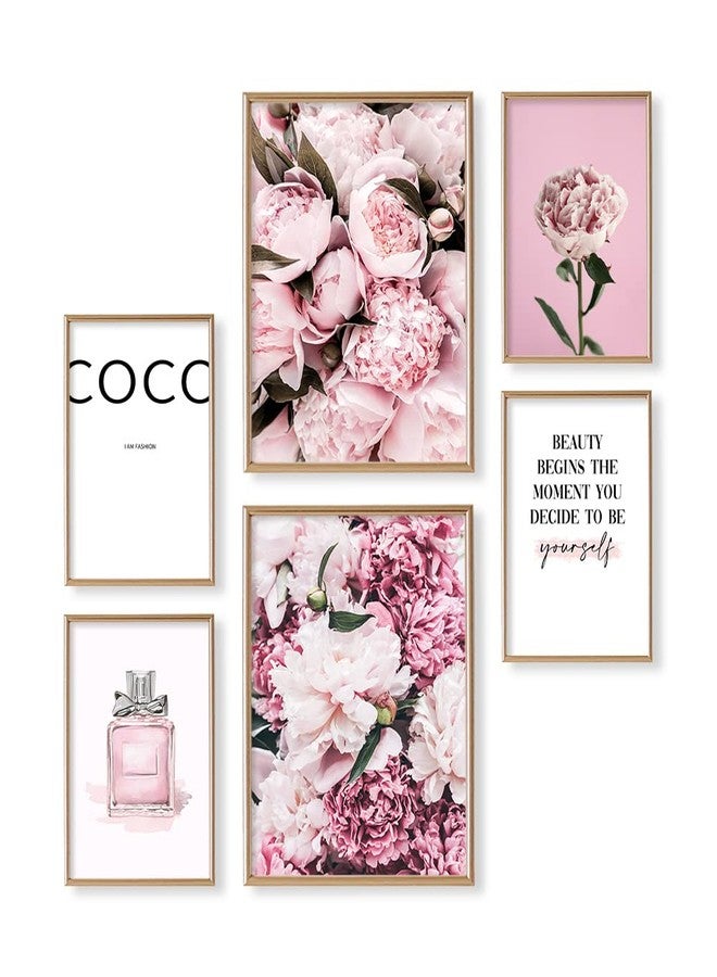 YUMKNOW Pink Paris Coco Wall Art - Rose Peony Glam Posters for Room Aesthetic - Fashion Designer Pictures - Postive Quotes Gifts, Bedroom Bath - Feminist Inspirational Quotes for Women Girl Bedroom Wall Décor - Image 1