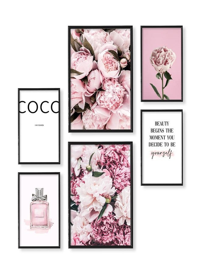 YUMKNOW Pink Paris Coco Wall Art - Rose Peony Glam Posters for Room Aesthetic - Fashion Designer Pictures - Postive Quotes Gifts, Bedroom Bath - Feminist Inspirational Quotes for Women Girl Bedroom Wall Décor - Image 3