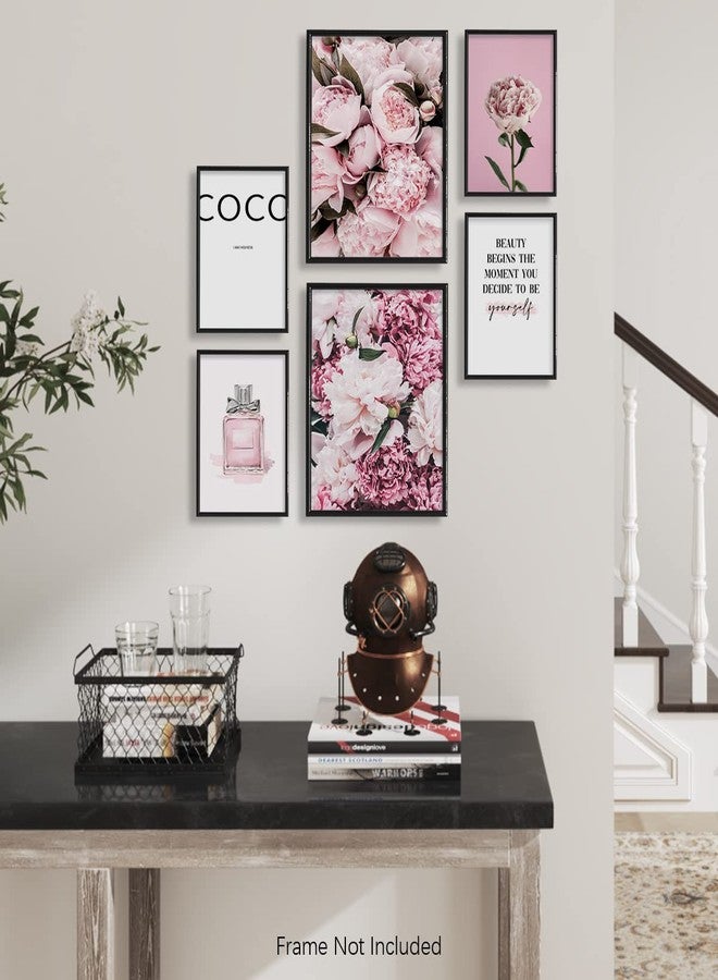 YUMKNOW Pink Paris Coco Wall Art - Rose Peony Glam Posters for Room Aesthetic - Fashion Designer Pictures - Postive Quotes Gifts, Bedroom Bath - Feminist Inspirational Quotes for Women Girl Bedroom Wall Décor - Image 5
