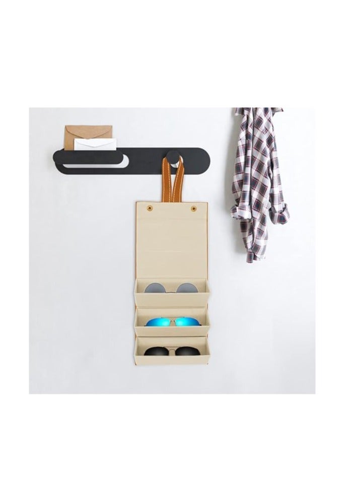 كابتن تيك Sunglasses Organizer, Glasses Case Portable Travel Sunglasses Holder Foldable Eyeglasses Storage Box Hanging Eyewear Holder for Women Men  - Image 3