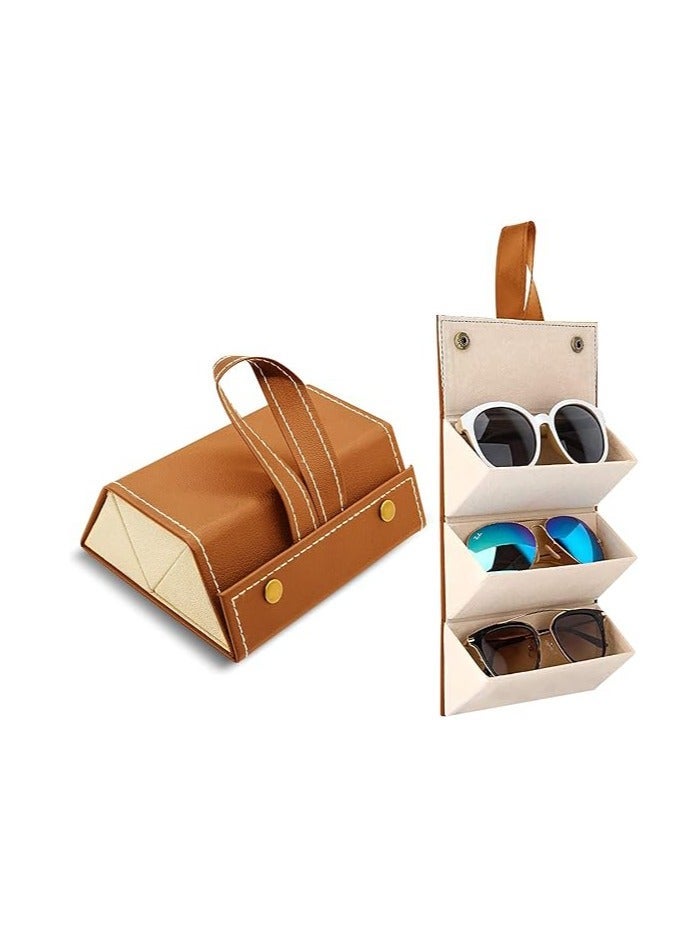 كابتن تيك Sunglasses Organizer, Glasses Case Portable Travel Sunglasses Holder Foldable Eyeglasses Storage Box Hanging Eyewear Holder for Women Men  - Image 1