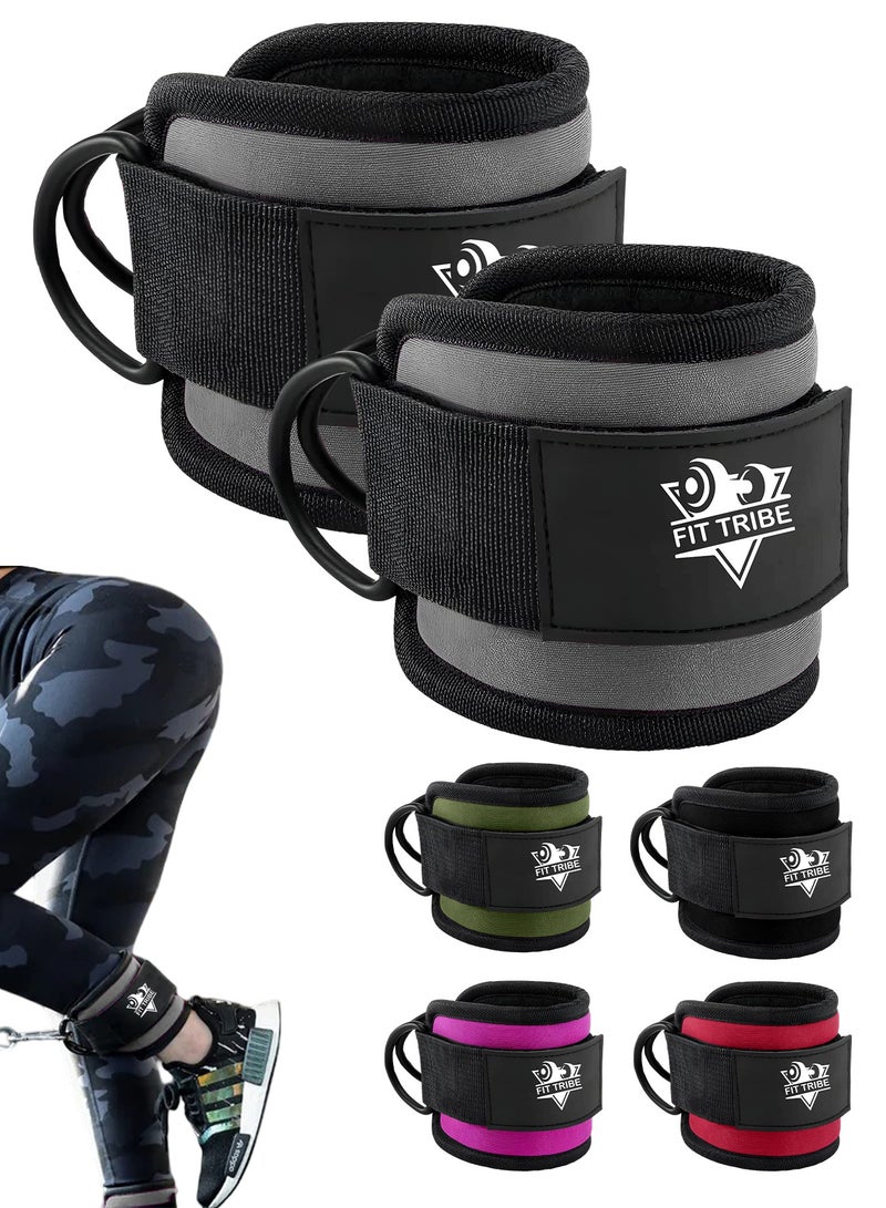 FIT TRIBE Ankle Straps for Leg & Glute Workouts 2pcs - Durable, Adjustable Strap for Strengthening Hamstrings, Thighs, and Calves - Perfect for Resistance Training & Gym Exercises (Grey) - Image 1