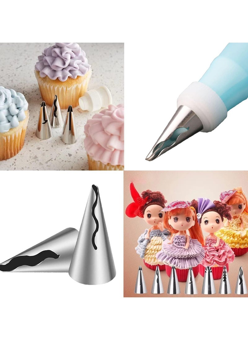 KASTWAVE 9-Piece Stainless Steel Cake Decorating Icing Piping Tip Set - Includes Pleated Skirt and Ruffle Piping Nozzles, Perfect for Cake, Cupcakes, and Cookies Frosting Decoration - Image 3