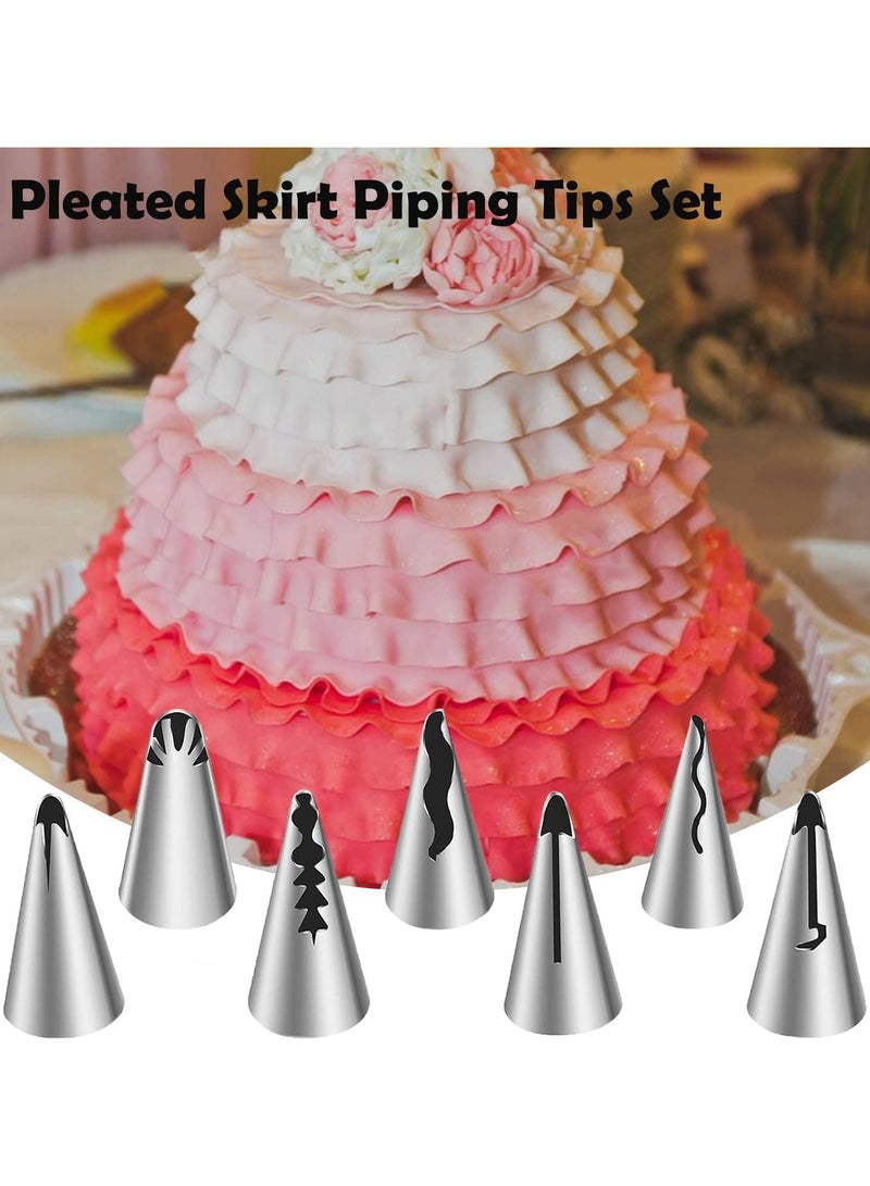 KASTWAVE 9-Piece Stainless Steel Cake Decorating Icing Piping Tip Set - Includes Pleated Skirt and Ruffle Piping Nozzles, Perfect for Cake, Cupcakes, and Cookies Frosting Decoration - Image 2