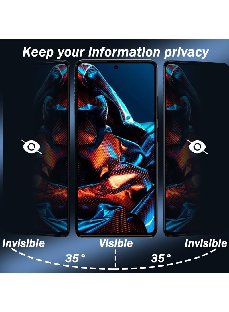 حماية خصوصية لشاشة Xiaomi Poco X5 Pro، زجاج مقسى للخصوصية، فيلم حماية شاشة متوافق مع 9H صلابة مضاد للخدش ومضاد للتجسس لفيلم زجاج مقسى لـ Xiaomi Poco X5 Pro - Image 3