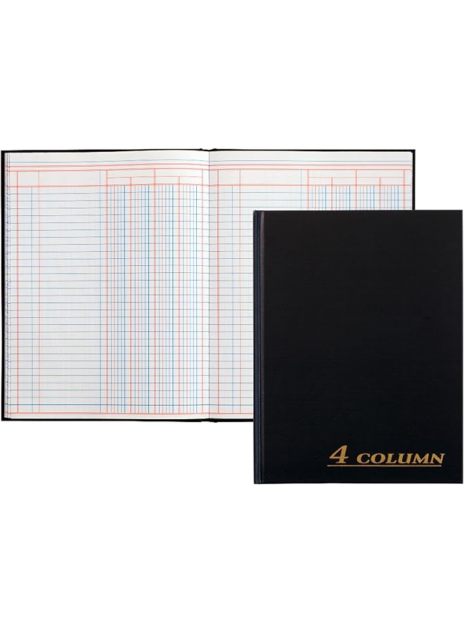 erorex Account Book 4 Column Black Cloth Cover 9.25 X 7 Inches 80 Pages Per Book Arb8004M - Image 1