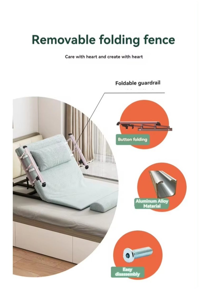 Electric Power Lifting Adjustable Bed Back Rest for Patient Back Lumbar Support, Assist Elderly to Get Out of Bed Easily, Removeable Bedrails with Pocket, 220lbs Capacity