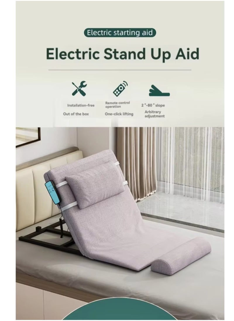 Electric Power Lifting Adjustable Bed Back Rest for Patient Back Lumbar Support, Assist Elderly to Get Out of Bed Easily, Removeable Bedrails with Pocket, 220lbs Capacity