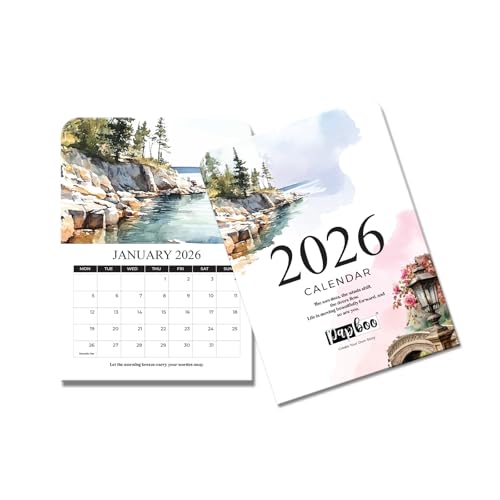 Papboo 2026 A6 Size Desk Calendar with Wooden Easel Stand, Ideal for Home, Office & New Year Gifts(Scenery) - Image 5
