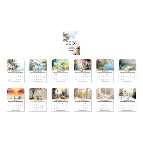 Papboo 2026 A6 Size Desk Calendar with Wooden Easel Stand, Ideal for Home, Office & New Year Gifts(Scenery) - Image 3