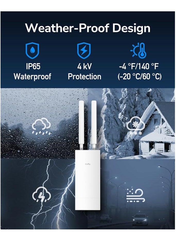 cudy Cudy Unlocked Outdoor 4G LTE Cat 4 Route Modem, WiFi AC1200, IP65, Detachable Antennas, Passive PoE Adapter, Pole or Wall Mount, VPN, LT500-Outdoor  - Image 4