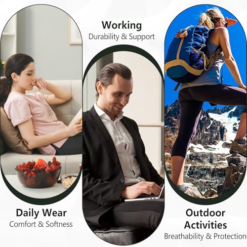 MD +MD 6 أزواج من جوارب الكاحل من فسكوز البامبو للرجال/النساء، وسادة مبطنة للتحكم في الرائحة، جوارب رياضية منخفضة القطع 6أسود9-11 - Image 5