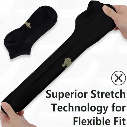 MD +MD 6 أزواج من جوارب الكاحل من فسكوز البامبو للرجال/النساء، وسادة مبطنة للتحكم في الرائحة، جوارب رياضية منخفضة القطع 6أسود9-11 - Image 3