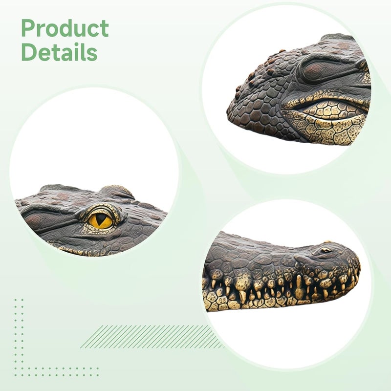 Pool Float Alligator Decoy, 32 Cm (12.6 in) Decoration Pond Floating Head Alligator, for Swimming Pools and, Look Realistic Crocodile, Resin Synthetic, Water Decoration Garden Yard - Image 2