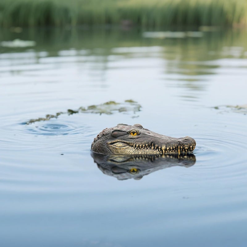 Pool Float Alligator Decoy, 32 Cm (12.6 in) Decoration Pond Floating Head Alligator, for Swimming Pools and, Look Realistic Crocodile, Resin Synthetic, Water Decoration Garden Yard - Image 3