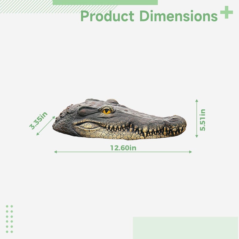Pool Float Alligator Decoy, 32 Cm (12.6 in) Decoration Pond Floating Head Alligator, for Swimming Pools and, Look Realistic Crocodile, Resin Synthetic, Water Decoration Garden Yard - Image 4