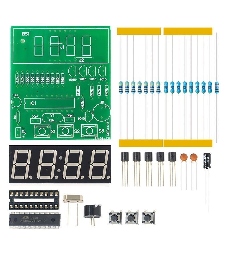 Cartoon 4 Digit Clock Kit Electronic Circuit Training Board Unassembled 1 Set - Image 1