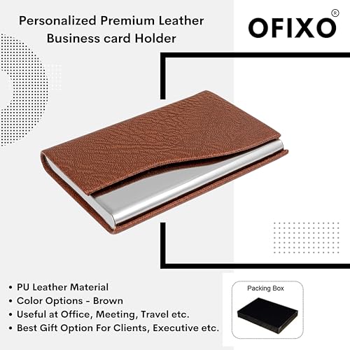OFIXO eather Business Card Holder Card Name ID Credit Card Wallet Stainless Steel Card Case for Men Women (OFX-1189) - Image 4