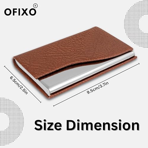 OFIXO eather Business Card Holder Card Name ID Credit Card Wallet Stainless Steel Card Case for Men Women (OFX-1189) - Image 5