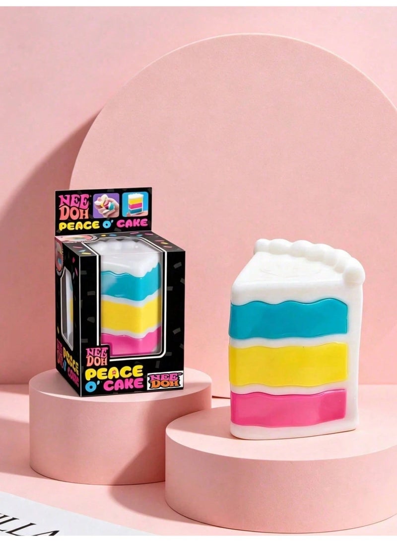 NeeDoh Peace O' Cake Squishy Toy - Colorful Cake Shaped Stress Relief Fidget Toy - Image 5