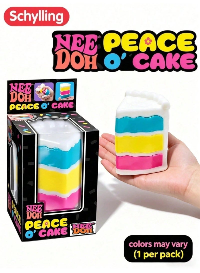 NeeDoh Peace O' Cake Squishy Toy - Colorful Cake Shaped Stress Relief Fidget Toy - Image 1