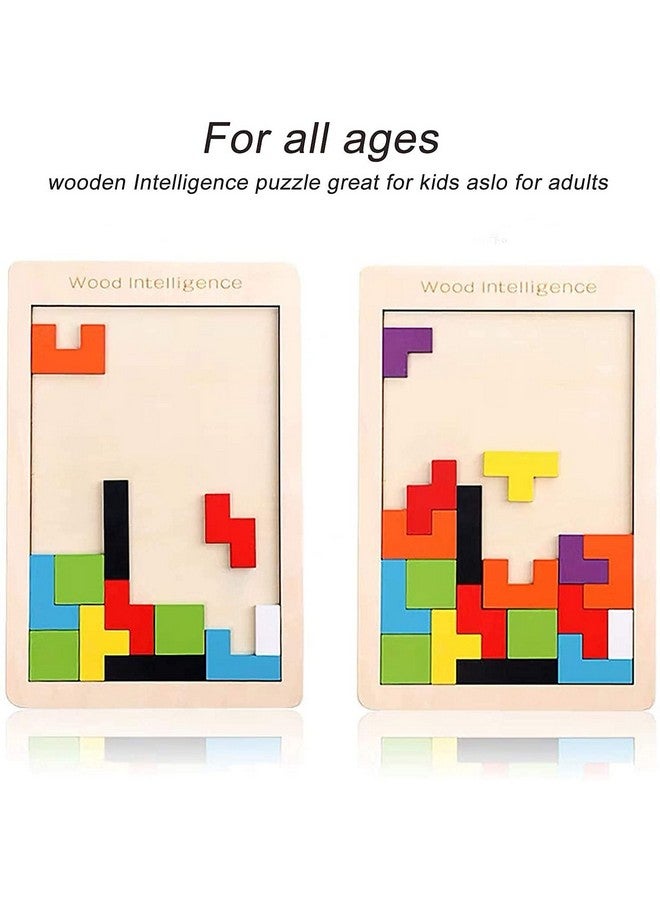 سمونيو لعبة تتريس الخشبية ثلاثية الأبعاد من سمونيو، ألغاز الذكاء، لعبة تانغرام، مكعبات روسية ملونة ثلاثية الأبعاد، لعبة تعليمية من مونتيسوري للأولاد والبنات، هدية تعليمية للأطفال - Image 3