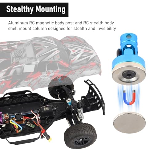 Hobbypark Alloy Magnetic Stealth Invisible Body Post Mount Shell for Drift RC Touring Car (Pack of 4) - Image 3