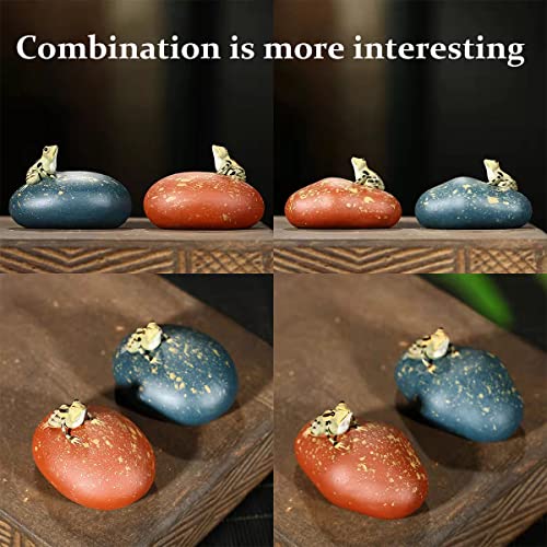 LYART Magic Tea Pet Frog Which Can Spray Water, Zisha Kung Fu Frog Tea Set Ornament Accessories, Decoration for Tea Table Tearoom, for Tea Drinker (2.Cyan B) - Image 5