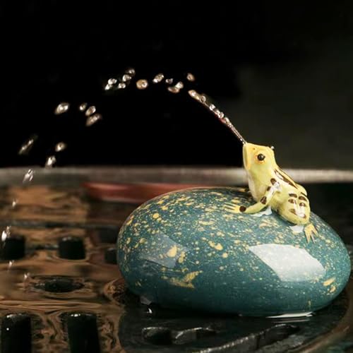 LYART Magic Tea Pet Frog Which Can Spray Water, Zisha Kung Fu Frog Tea Set Ornament Accessories, Decoration for Tea Table Tearoom, for Tea Drinker (2.Cyan B) - Image 1
