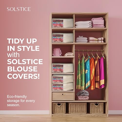 SOLSTICE Cotton Canvas Blouse Organizer for Wardrobe – Pack of 3 | Blouse Covers for Storage | 38x25x17 cm - Image 5