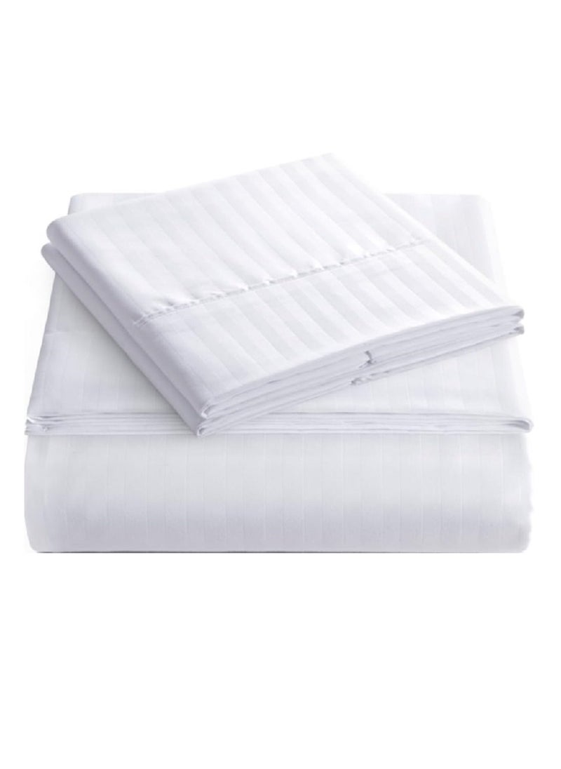 Blueberry Striped Sheet Set Sheets Deep Pockets Machine Washable Hotel Bedding Silky Soft 200x200+20cm - Image 1